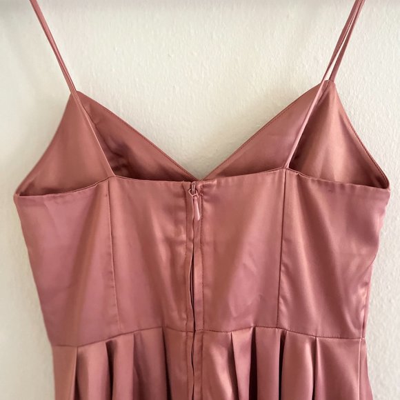 H&M Satin Slip Dusty Rose Pink Midi Dress - Picture 5 of 7